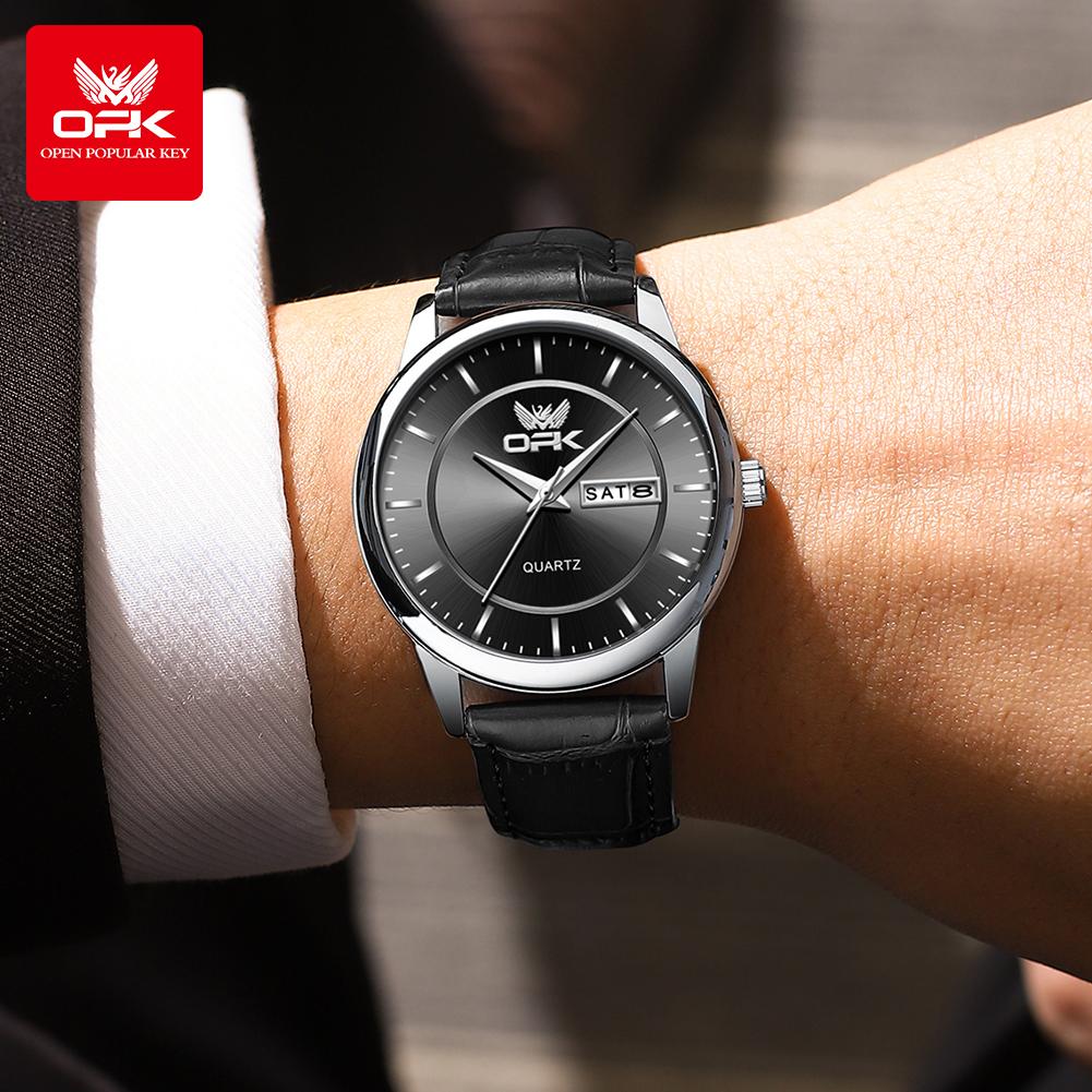 OPK 6022 Watches For Men Waterproof Luxury Quartz Watch Luminous Wristwatch Automatic Watch Dual Calendar Display Reloj Hombre