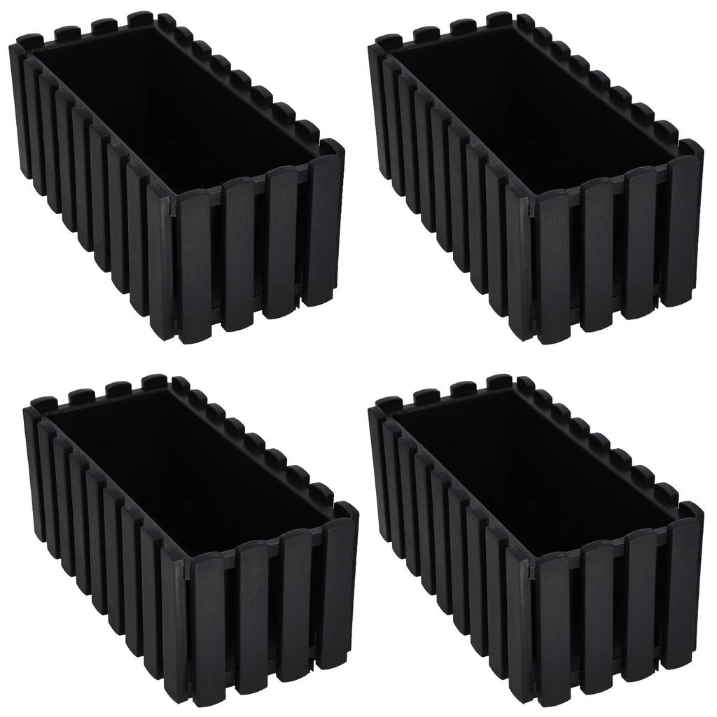 Balcony Flowerpot Box for Railing Rustic Anthracite 40cm 4 PCS