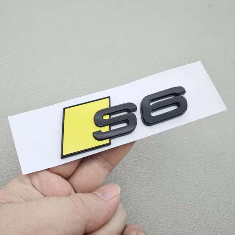 3D ABS Glansende Gul Svart S3 S4 S5 S6 S7 S8 Bilemblem Dekal Merke Klistremerke For Audi A3 A4 A5 A6 A7 A8 Dekorativt Tilbehør