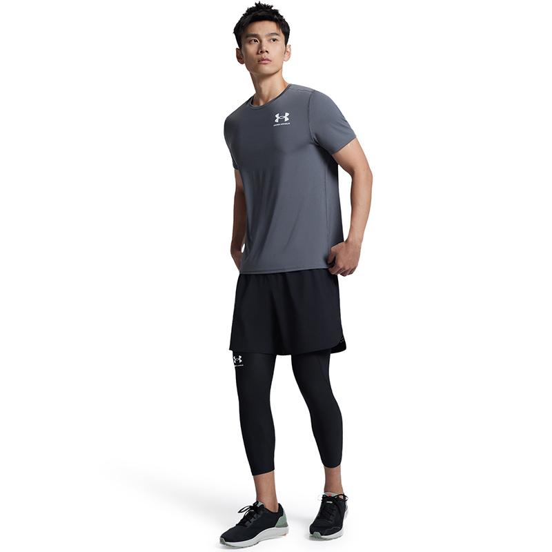 Under Armour HeatGear Comfortable Fashionable Simple Versatile Short Sleeve T-Shirt Men Tops Gray 6000939-025