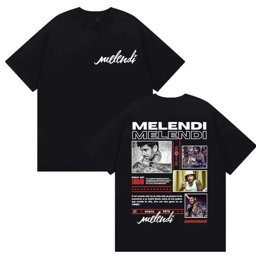 Rapper Melendi Tour 2025 Album Merch T Shirts Men's Vintage Gothic Oversized Cotton T-shirt Plus Size Streetwear Cotton Hip Hop