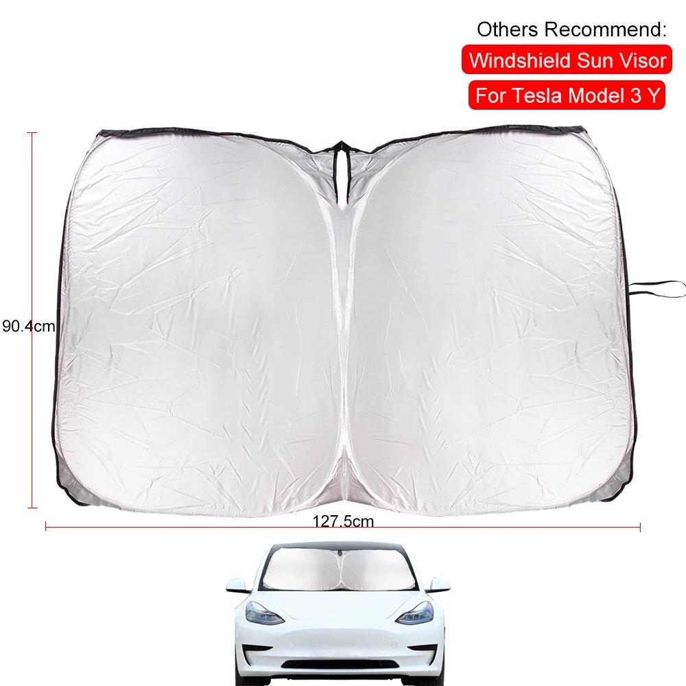 

Front Rear Sunroof Windshield Glass Roof Sunshade Upgrade Sun Shades Skylight Blind Shading Net For Tesla Model 3 2019-2025