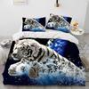 Set Biancheria da Letto Trapuntato di Lusso Animale Tigre Leopardo Lupo 3D, Set Letto Copripiumino Coperta Copricuscino, Set Biancheria da Letto King Queen Size