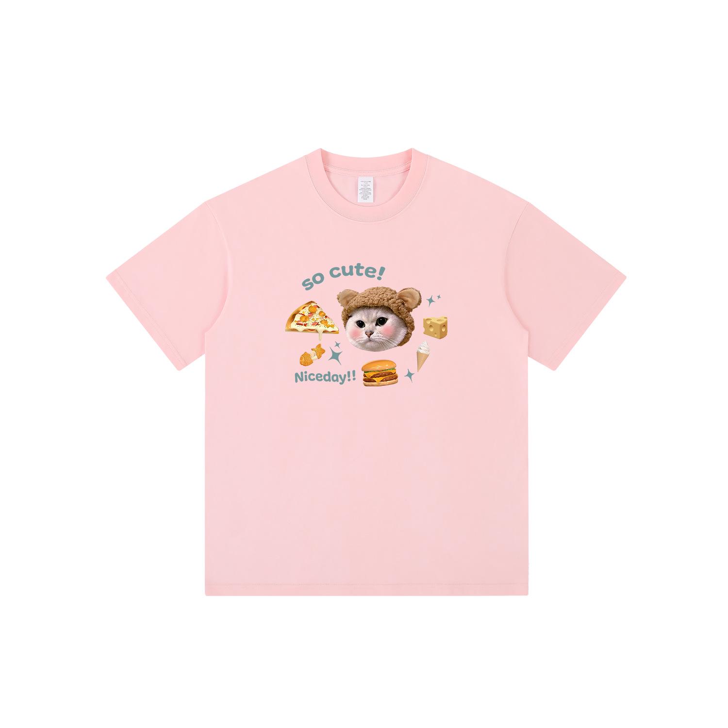 

Забавная мультяшная футболка с принтом кота, с круглым вырезом и короткими рукавами, из хлопка, для мужчин и женщин S розовый
