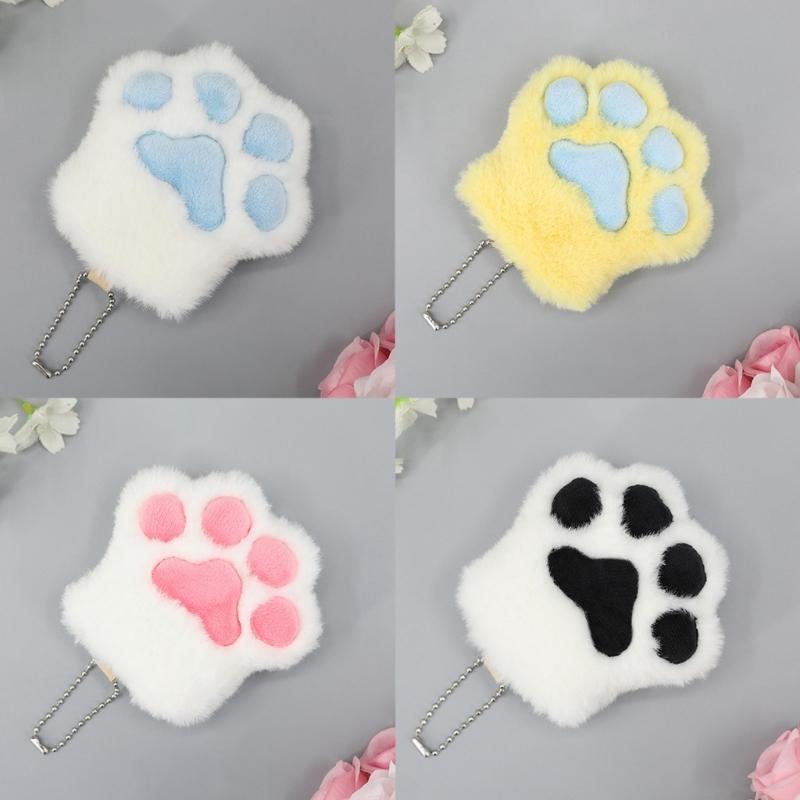 Animes Cats Paw Keychain Plush Cats Paw Keyring Cute Car Backpack Pendants Charm Cartoon Cats Paw Keychain Jewelry Gifts