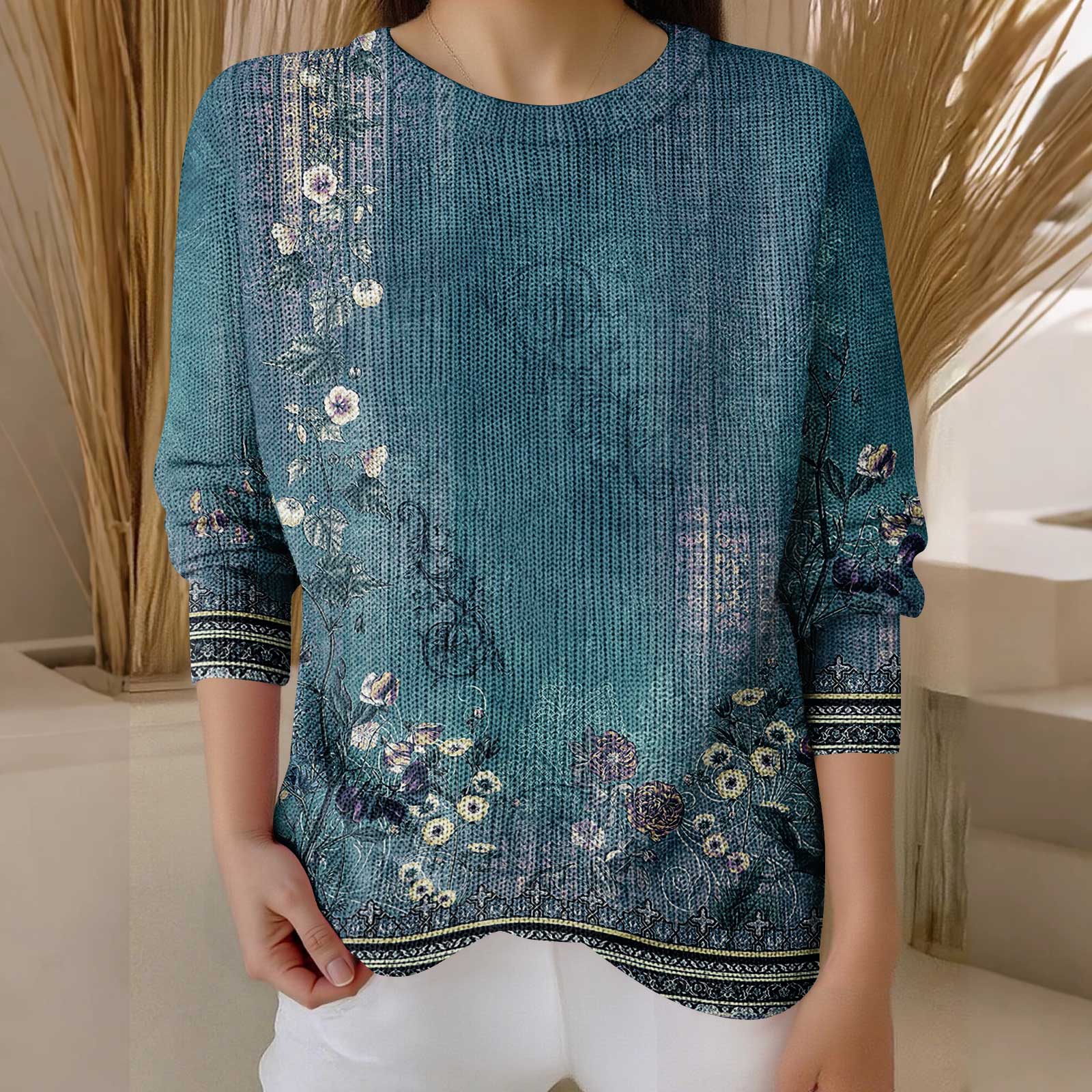 

Пуловеры с длинным рукавом для женщин, с круглым вырезом, повседневные, милые, с принтом, вязаные, оверсайз L