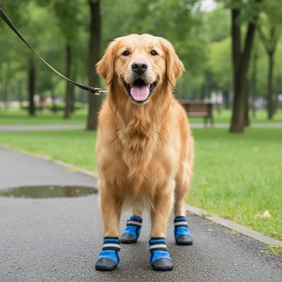 4 Pcs/set Anti-slip Dog Mesh Shoes Breathable Soft Sole Dog Walking Boots Reflective Straps Wear-resistant Puppy Feet Cover