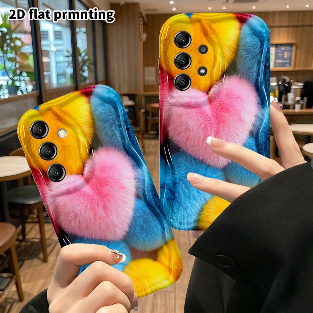 Phone Case: 2D flat, suitable for Samsung Galaxy A34 A35 M05 M06 S20 S22 S21 FE Plus 5G protective case, colorful hearts, perfect Christmas and Hallow