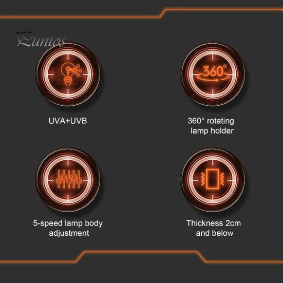 Reptile Heat Lamp 360-degree Rotatable Arm Brightness Adjustable Sunlight Simulation UVA UVB Turtle Basking Spot