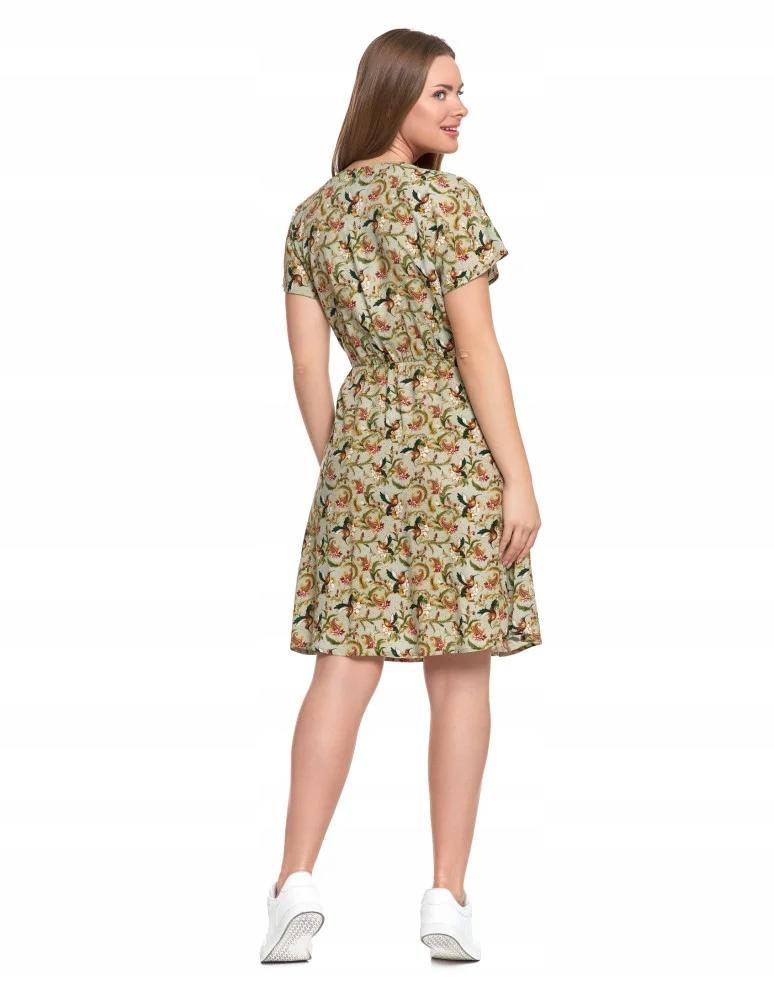 Women's Mini Dress with Envelope Neckline and Tie, Feminine MORAJ M PATT 2