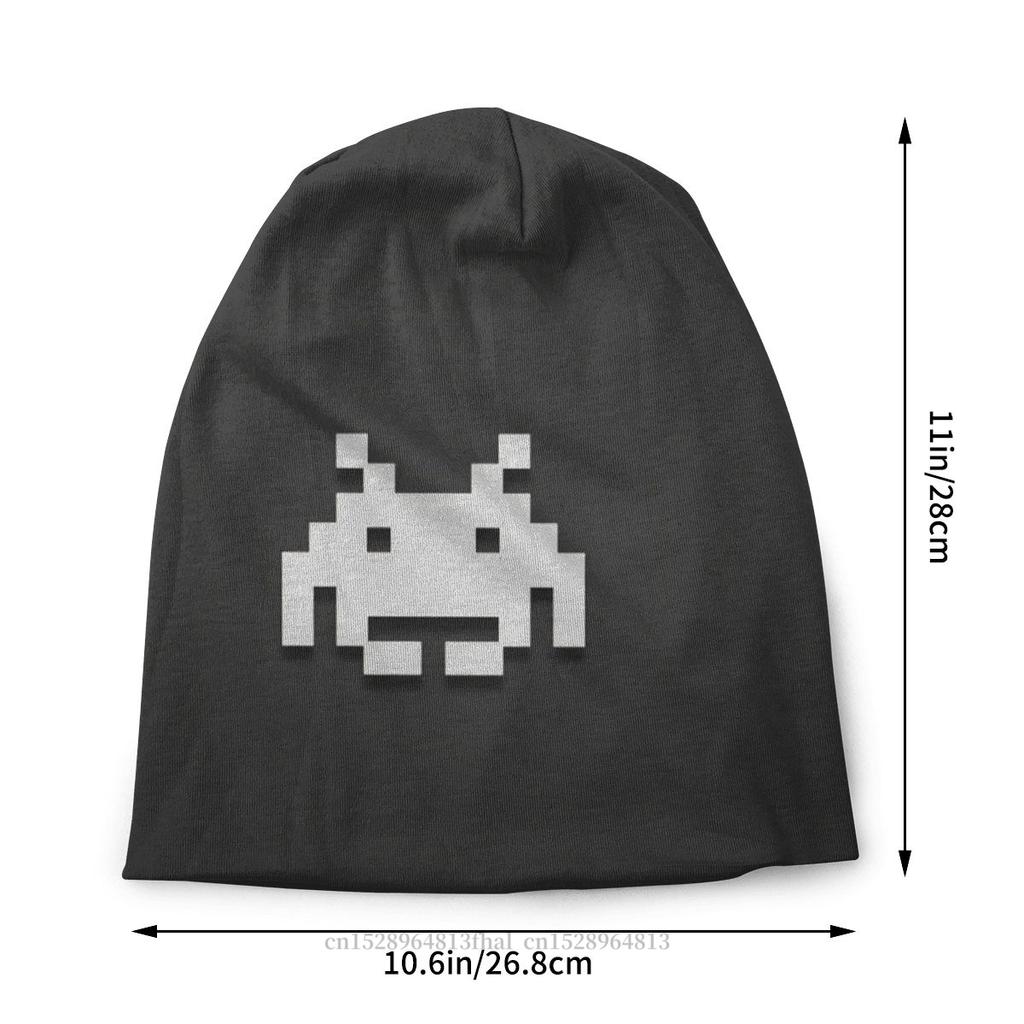 Retro Game Skullies Beanies Caps Space Invaders Black Knitted Hat Winter Warm Bonnet Hats Men Womens Street Ski Cap