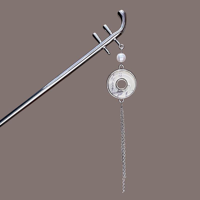Fashion Metal Jewelry Hairpin For Women Ink Wash Style Folding Fan Erhu Butterfly Tassel Hair Stick Girls Trendy Hair Accessory