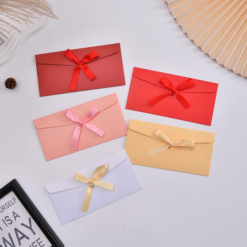 Ruban nacré Nœud Enveloppe Cadeau & Invitation avec Impression de Logo Personnalisé