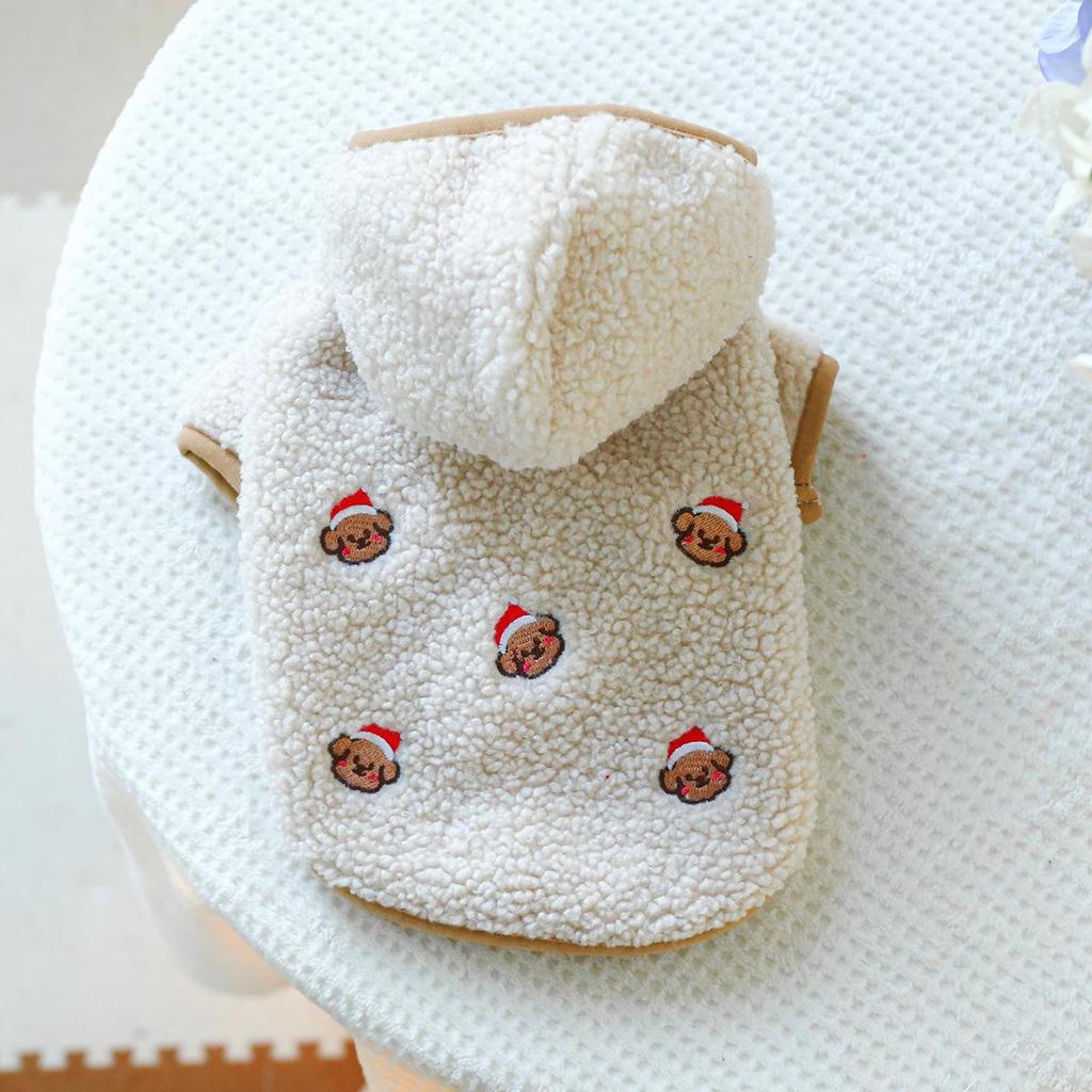 Pet Dog Two-Legged Lambswool Bear Hoodie - Autumn/Winter Warm Jacket