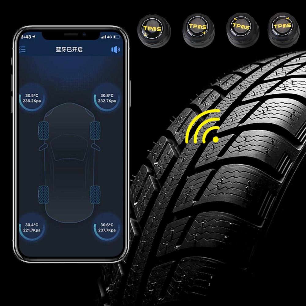 External Alarm Tire Pressure Sensors Universal Car Tire Pressure Sensor Android iOS BLE TPMS Waterproof Bluetooth 4.0 5.0