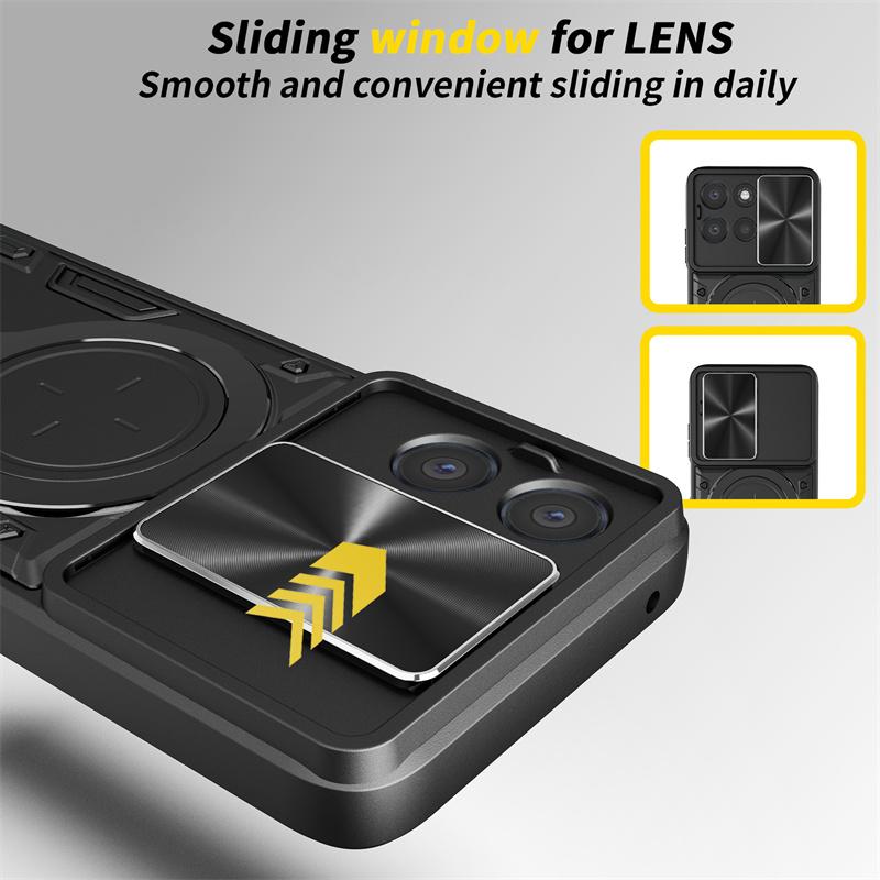 For Motorola Moto G7 Power Case Shockproof Armor Slide Camera Protect Back Cover for Moto G7 Power Magnetic Ring Holder Cover
