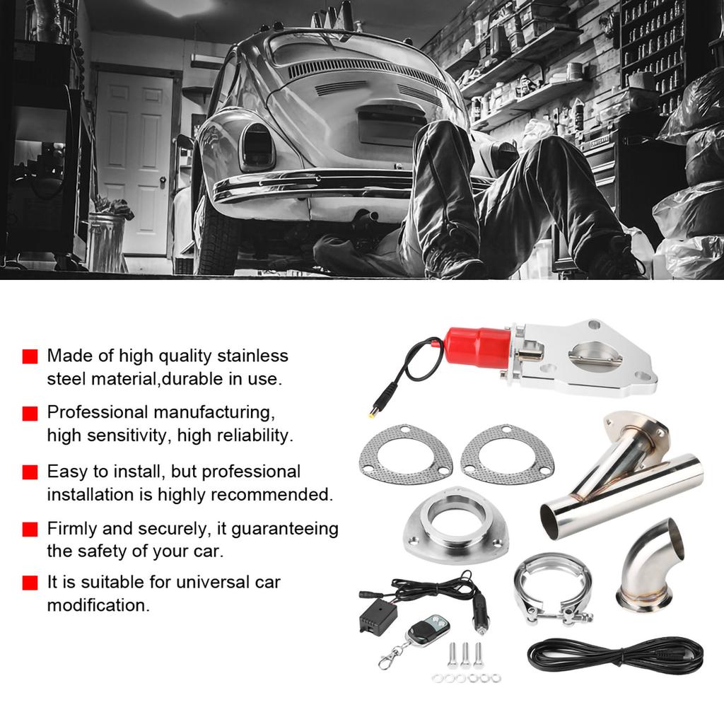 2.5in Stainless Steel YPipe Car Modification Exhaust CutOut Kit Remote Control