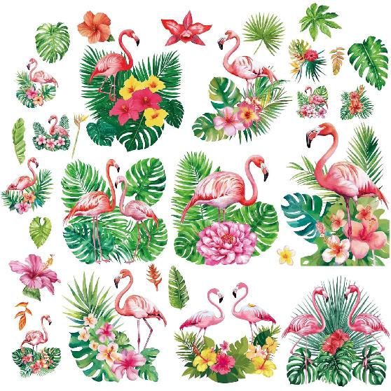 CRASPIRE Green Leaf Window Decal 8 Sheets Adhesive Jungle Leaves Window Stickers Removable Waterproof PVC Clings for Home Living Room Balcony Kitchen