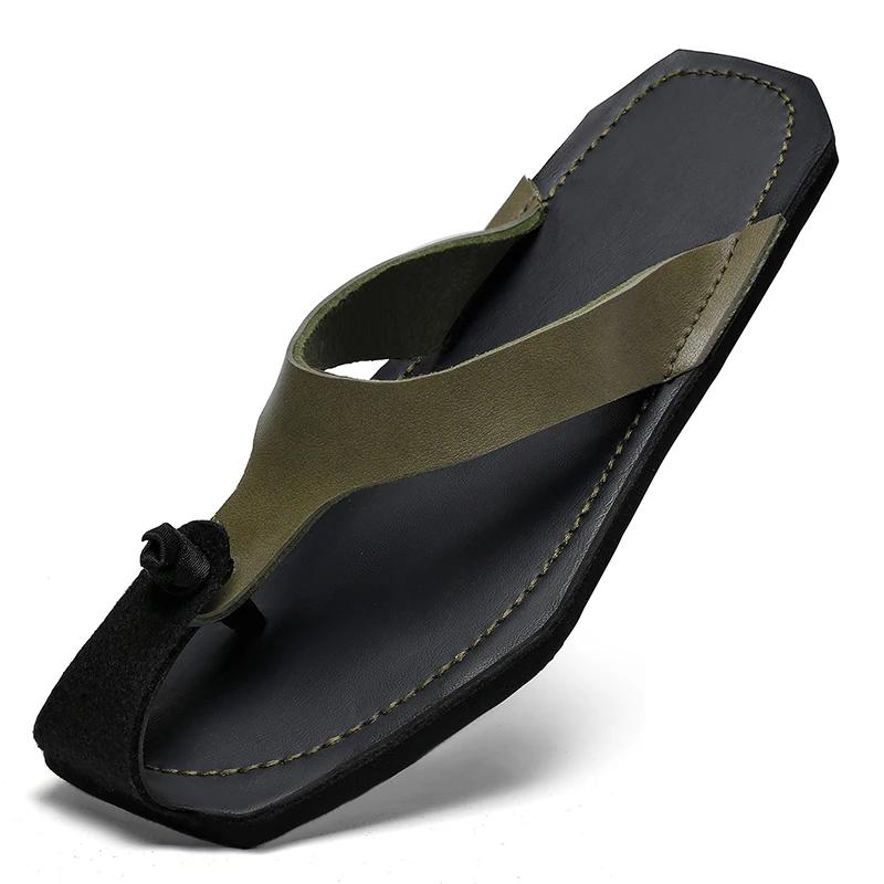 Fashion New Mens Flip-flops Fast Delivery Men's Slippers Handmade Leather Casual Slides Soft Breathable Half Drag Beach Shoes For Men
