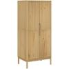 Wardrobe - VIDAXL - Floro - Solid Pine Wood - Brown Wax - 2 Doors - 77x53x171 Cm