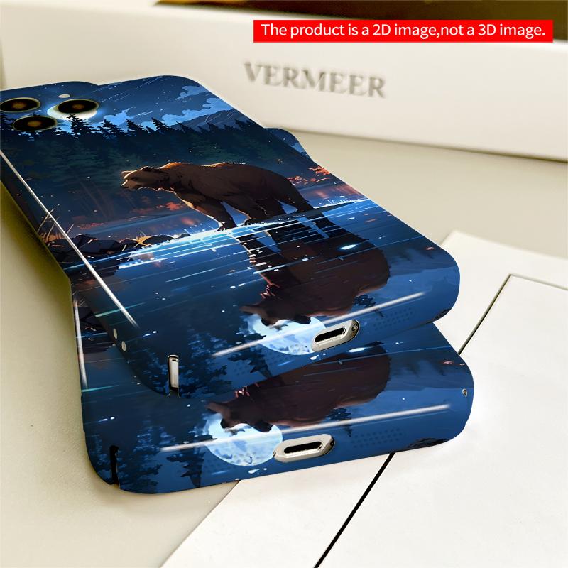 2DFlat Moonlit Bear by the Lake All inclusive film hard iPhone case, compatible with iPhone 18 Pro Max 17 16 15 14 13 12 11
