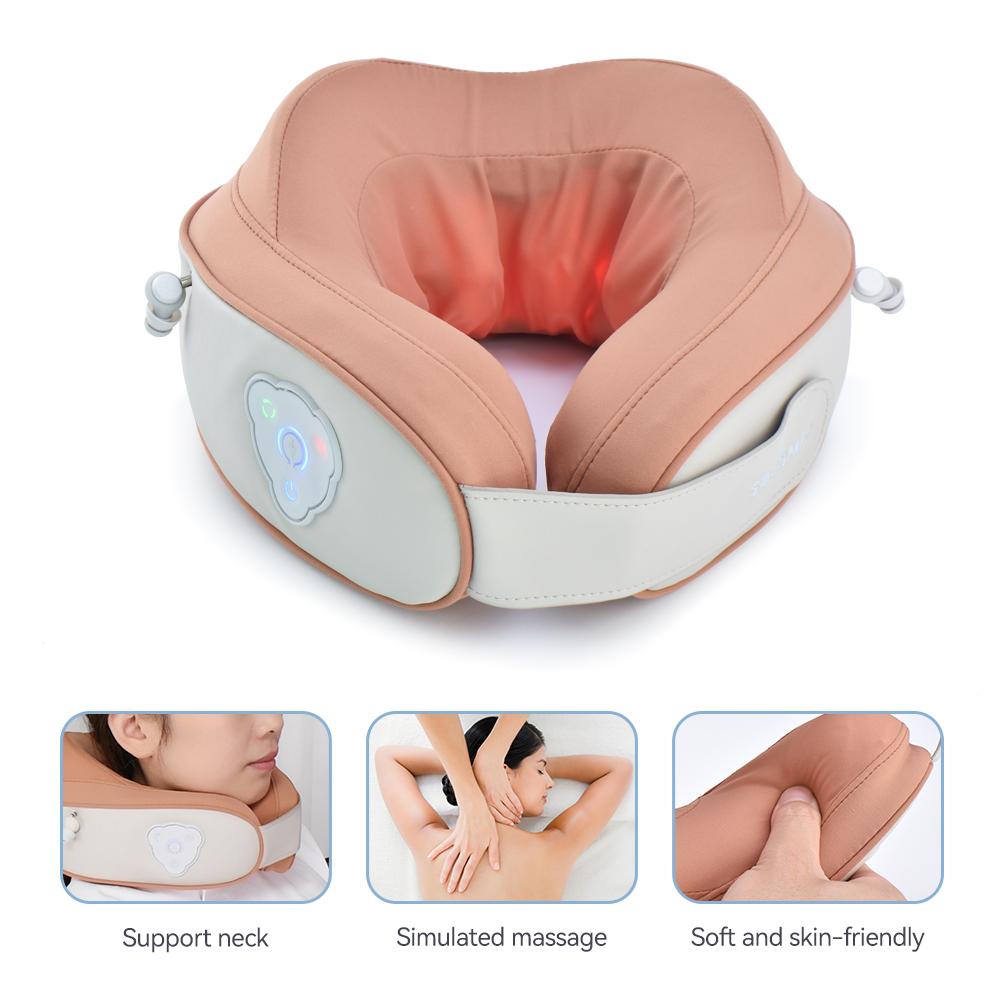 

Business Travel Spa Wireless Body Vibrating Shiatsu Kneading U Shape Vibration Fitness Neck Massager With Heating Function