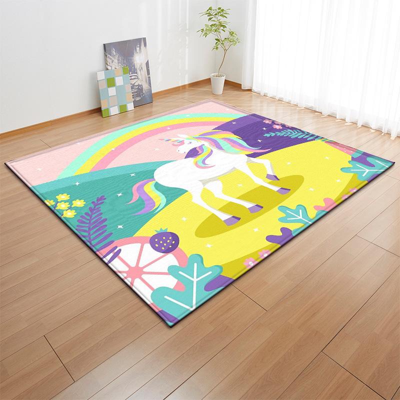 Cartoon Pink Rainbow Unicorn Carpet Soft Girl Room Rugs and Carpets for Home Living Room Cute Kids Bedroom Play Mat Home Decor