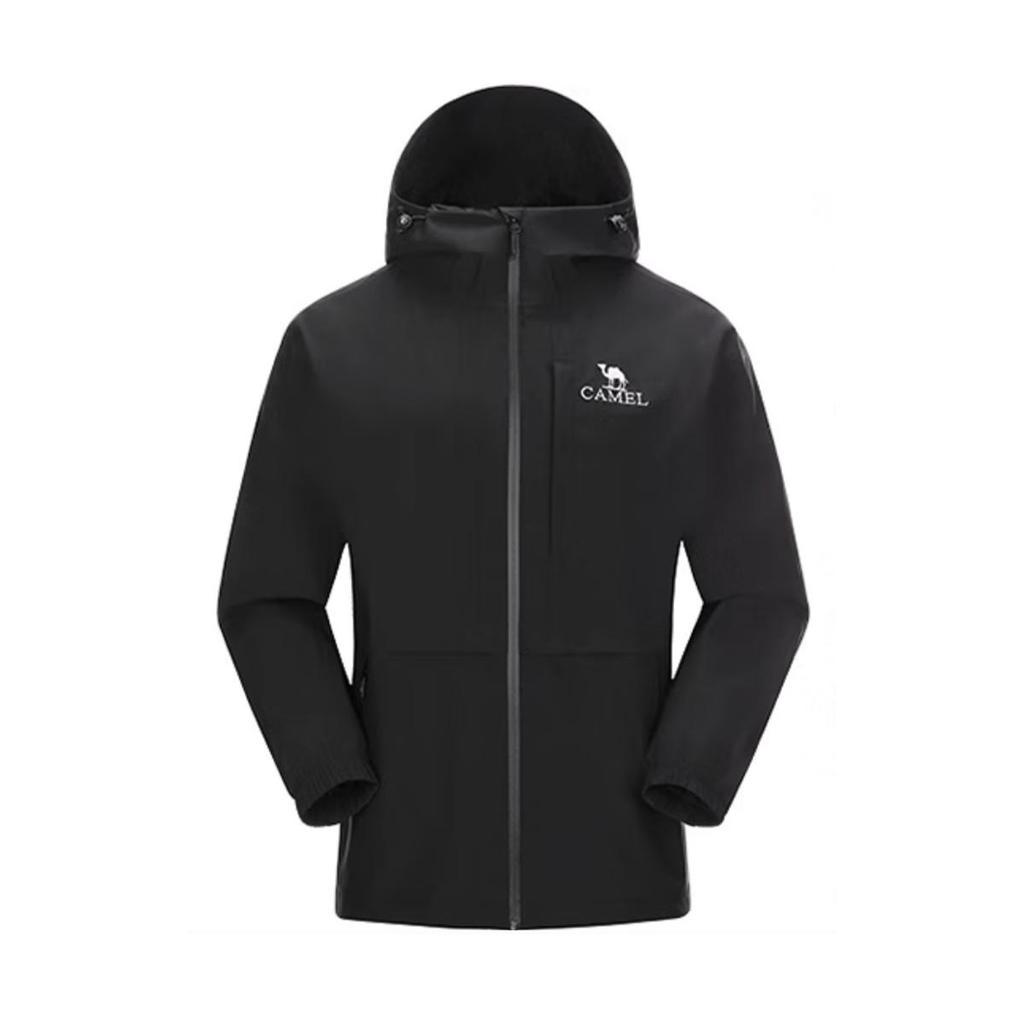 Camel (CAMEL) outdoor single-layer assault jacket for men and women, hard shell rainproof single flush travel jacket