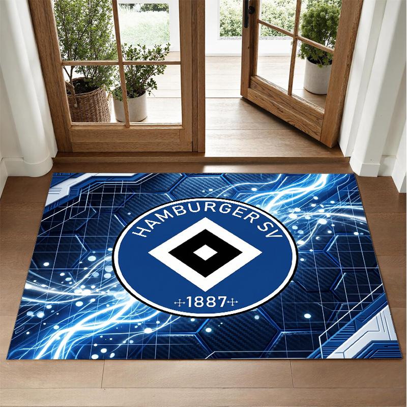Hamburger SV futbolo dizaino kristalinio veliūro kilimas, minkštas dekoratyvinis kilimėlis miegamojo įėjimui