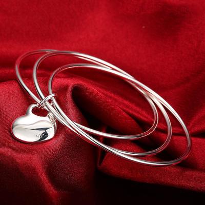Bracelets en argent sterling 925 de 6,5 cm à trois cercles de marques populaires pour femmes, cadeaux de fête de mode pour couple, bijoux