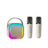 Karaoke Machine with 2 Wireless Microphones for Kids Adults Portable BT Speaker with Bass/Treble Adjustment and LED Light Supports TF Card USB and