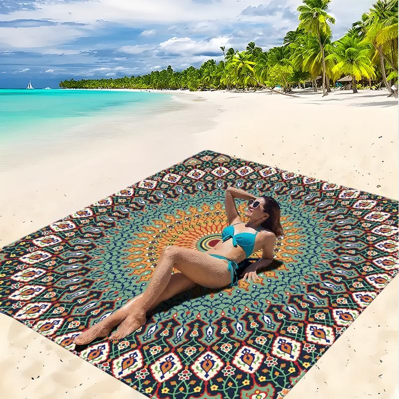 1pc Beach Blanket Waterproof Sandproof Oversized Large Beach Mat Quick Drying&Compact&Lightweight Picnic Mat Vacation Essentials