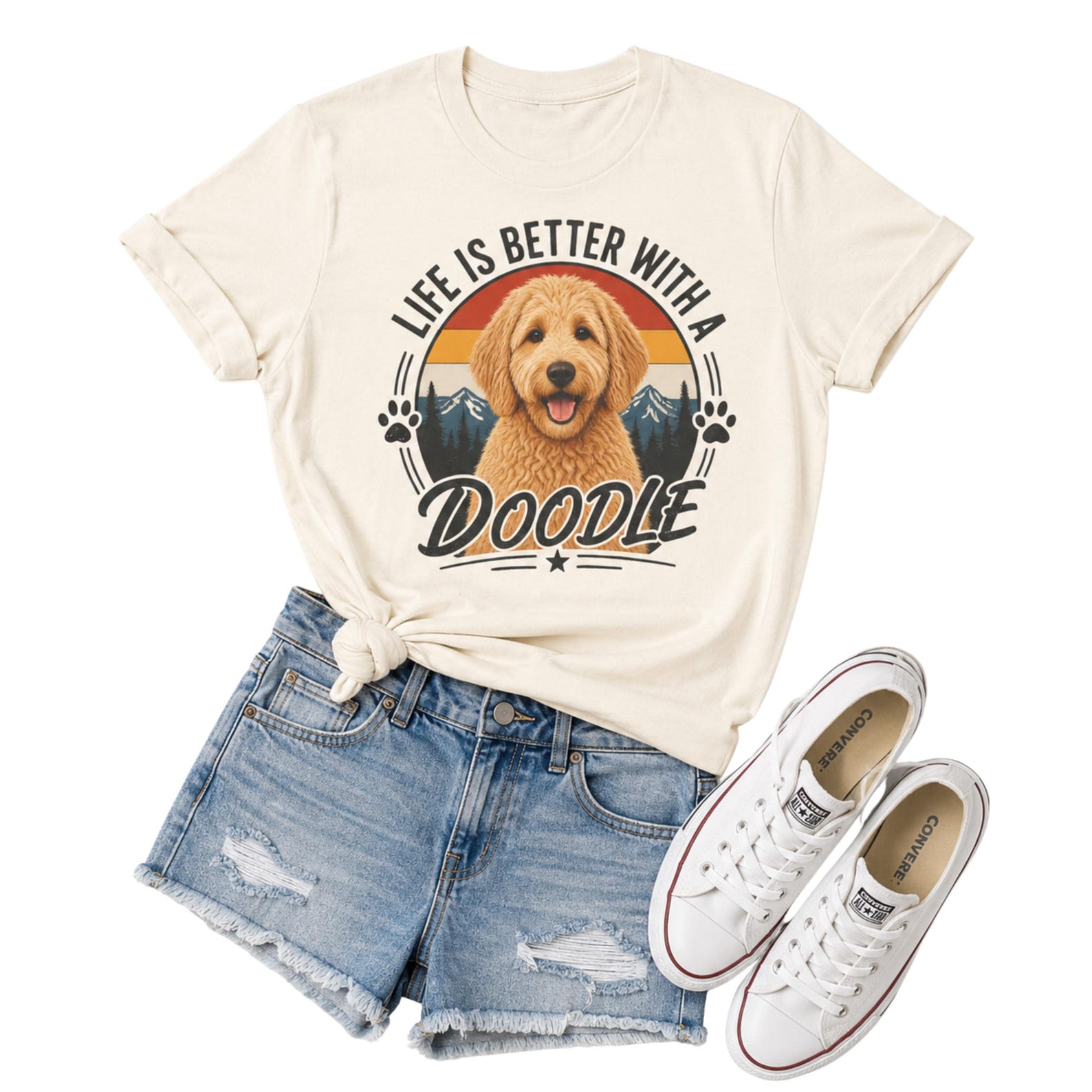 Life Is Better With A Doodle T-Shirt | Doodle Dog Tee | Golden Doodle Mom Shirt S