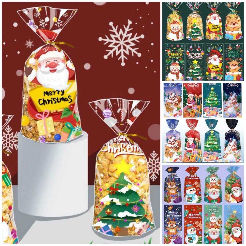 50PCS Cartoon Santa Clause Deer Christmas Gift Bag Mixed Pattern Packaging Bag  New Year