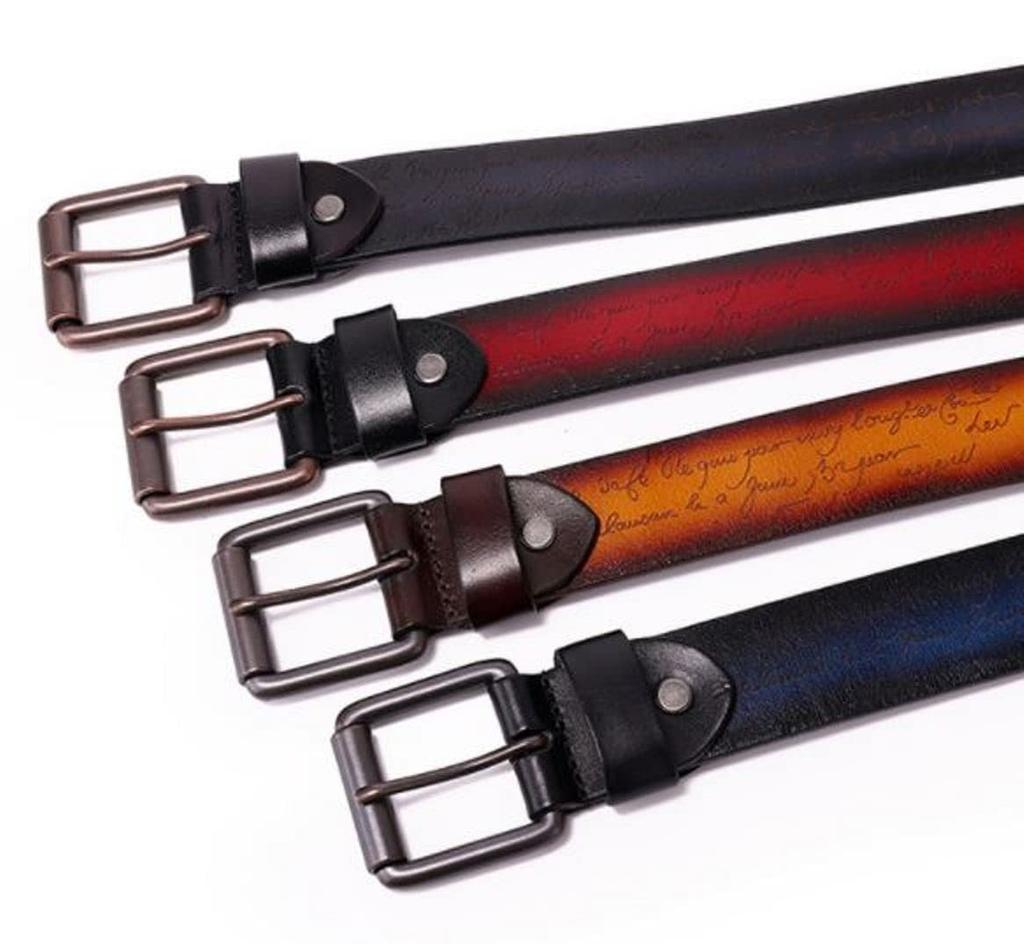 [Laquest] Herren Antiker Englischer Buchstaben-Design Farbverlauf Ledergürtel (4. rot)