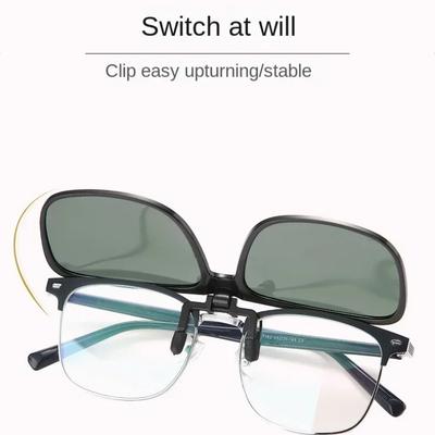 Lunettes de soleil clip-on rabattables pour la conduite Lentille photochromique anti-reflets foncée UV400 Lunettes de soleil myopie Conducteur de voiture