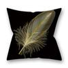 Gold Feather Black Plant Cushion Cover For Home Living Room Sofa Bedroom Decoration Square Pillow Case