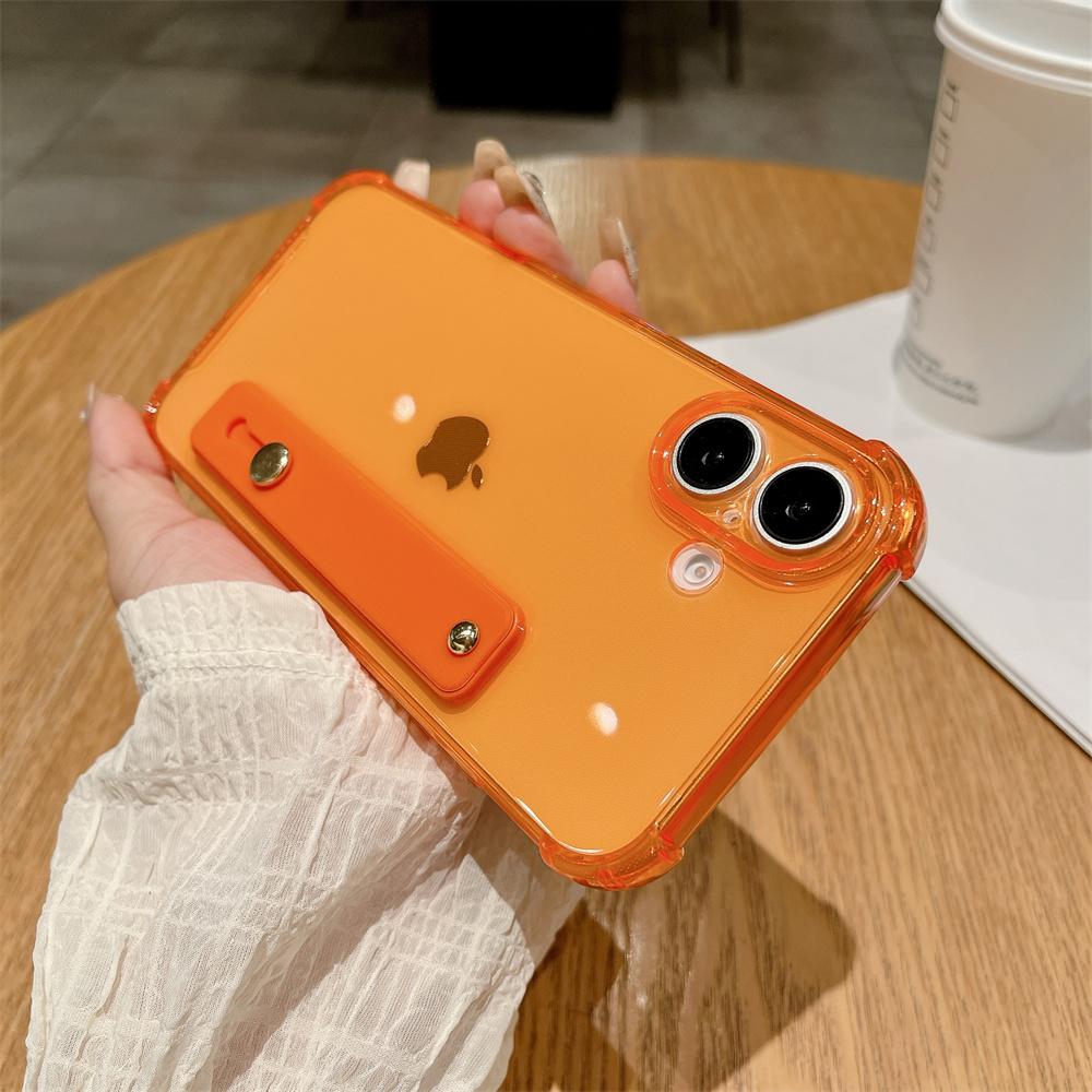 Transparent Bumper Wrist Strap Grip Case For iPhone 16 15 14 13 12 11 Mini Pro Max Plus XR XS X 7 8 SE Shockproof Cover