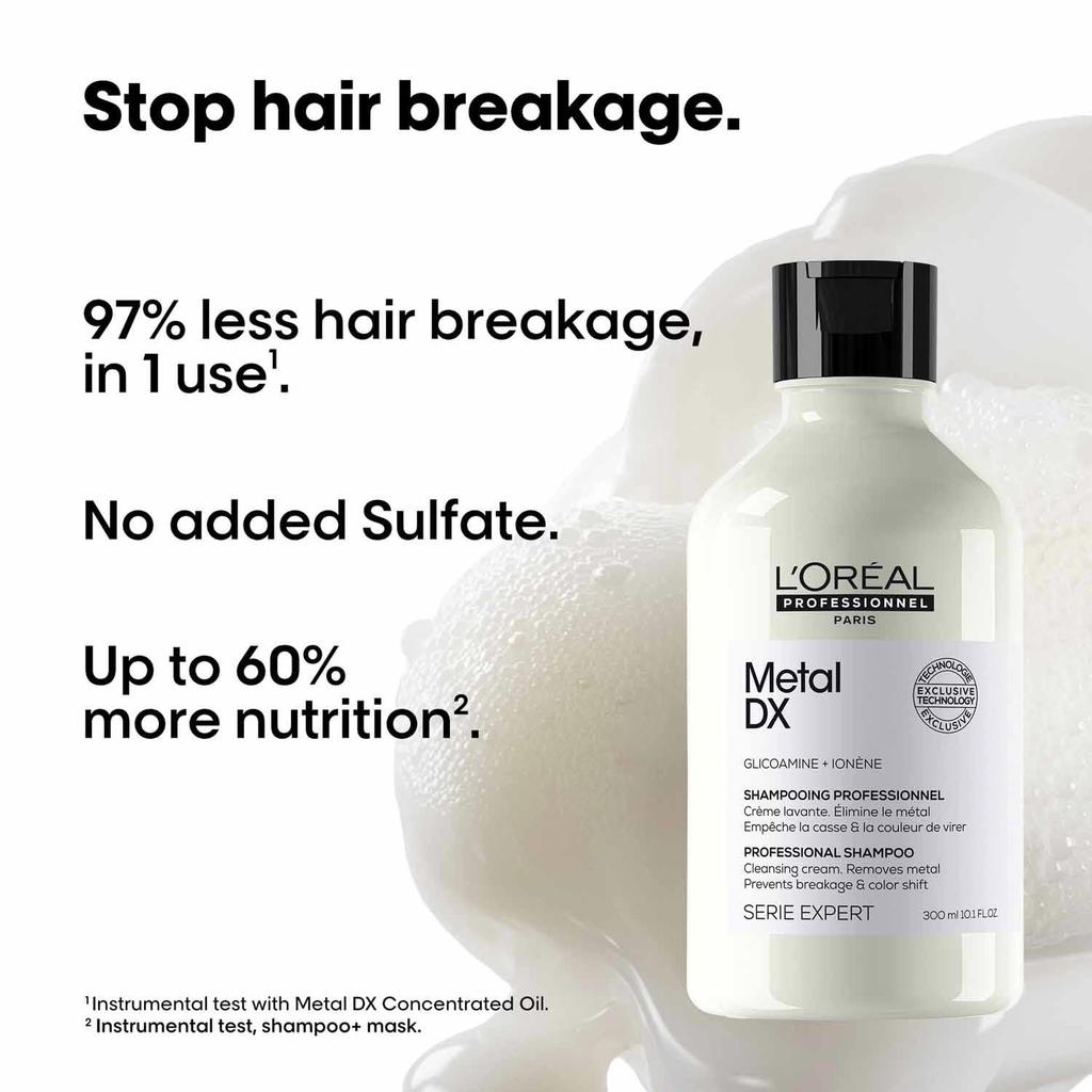 L’Oréal Professionnel Metal DX Anti-Deposit Protector Shampoo for Breakage-Prone hair - 300ml | Professional Shampoo for Less Breakage | Get Strong