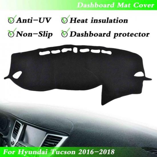 1pc Black Dashmat Dashboard Mat Cover Anti-Sun For Hyundai Tucson 2016 - 2018