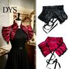 Victorian Style Collar Vintage Ruffled Shrug Shawl, Gothic Fake Shoulder Wrap Theme Party Neckwear Capelet with Adjustable Ribbon Tie for Cosplay