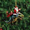 Christmas Pendant Santa Claus On Dinosaur Ornament 2D Flat Acrylic Hanging Decoration for Christmas Tree Mantel Decor