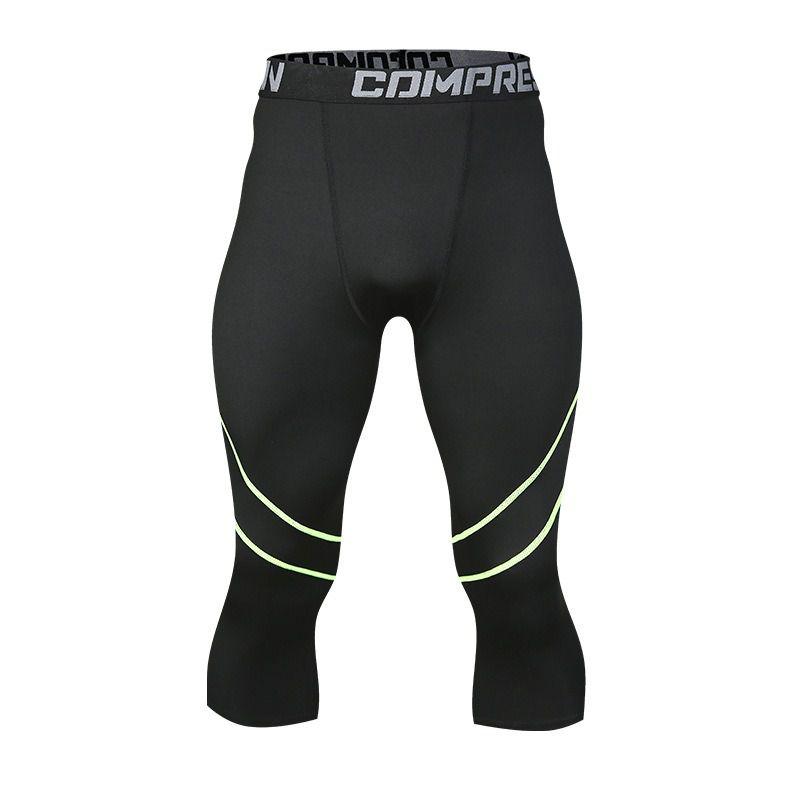 Мужские спортивные брюки-капри, эластичные, быстросохнущие, облегающие S