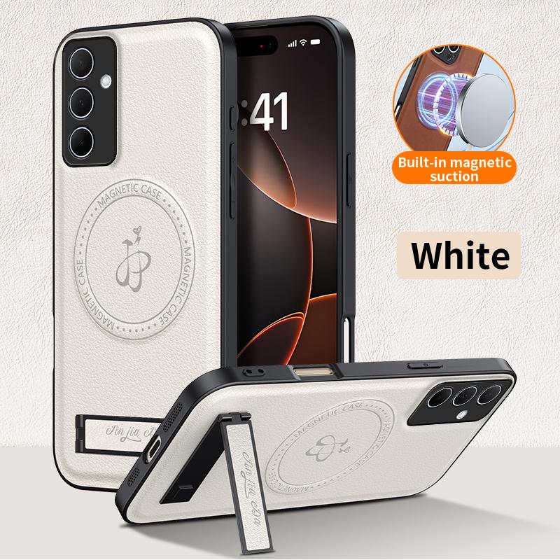 Magnetic Stand Holder PU Leather Phone Case For Samsung A15 A35 A55 A34 A54 A06 A16 A26 A36 A56 Wireless Charging Logo Cover