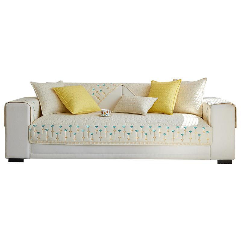 Cream Style Fabric Sofa Cushion Four Seasons Universal Non-Slip Seat Cushions Cover Cloth Washed Leather Sofa Cover