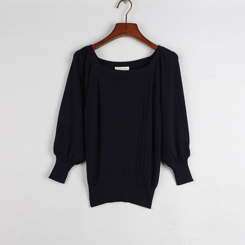 Sunshine House Autumn New Arrival Export Daily Single Women's Clothing round Neck 3/4 Sleeves Pullover Knitwear Lightweight Sweater