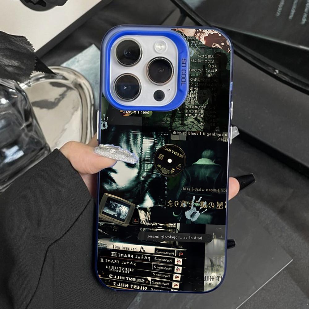 S-Silent Horror Hill Game Phone Case For iPhone 16,15,14,13,12,11,Pro,Max,Plus,Mini,XS,SE Anti Fall Blue Matte Hard Bumper