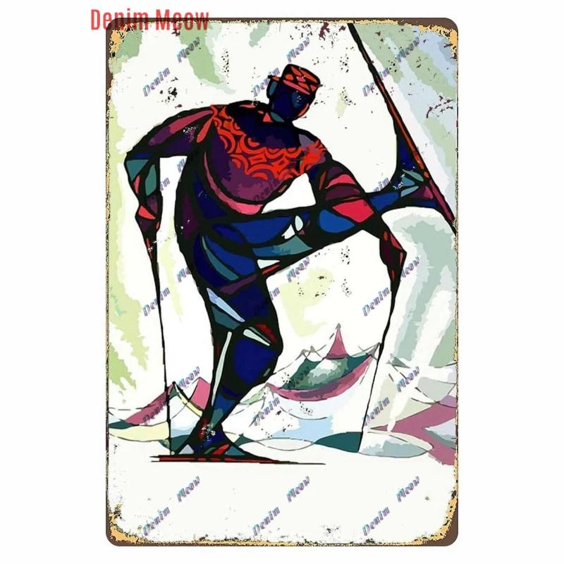 Vintage Ski Patrol Metal Poster, Retro Apres Skiing Tin Sign, Outdoor Winter Sports, Ski Team Printing Decoration, Plates, WY262