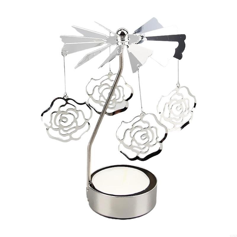 62KD Metal Spinning Tea Lights Holder Creative Rotating Candlestick Ornament
