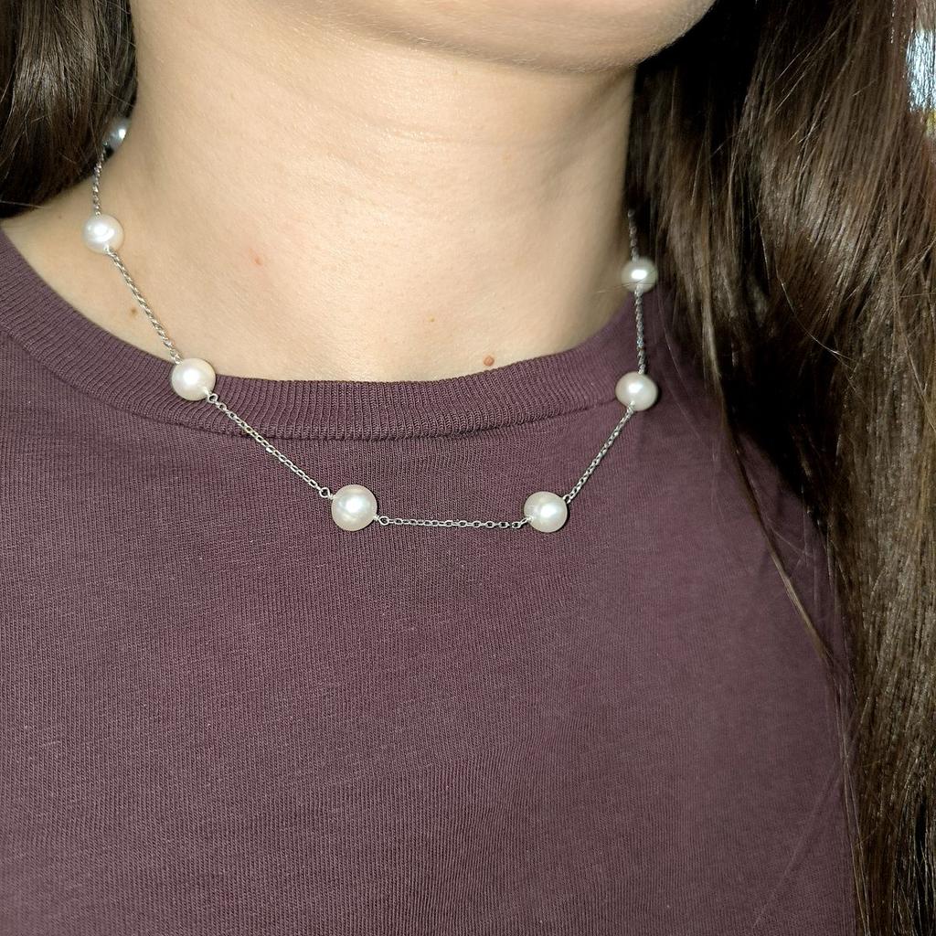 Silberkette mit natürlichen Barockperlen, Gewicht 8,18 Gramm (2175025)